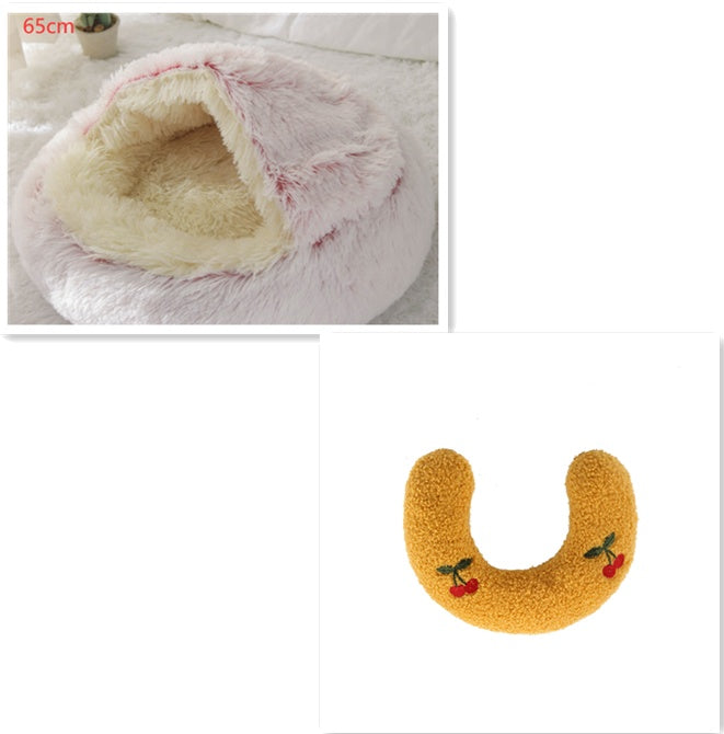 2 In 1 Round Plush Warm Bed