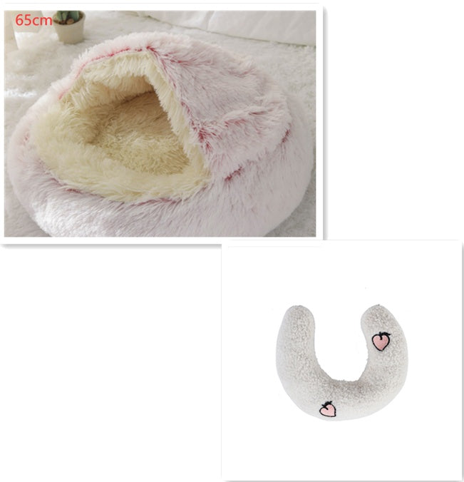 2 In 1 Round Plush Warm Bed