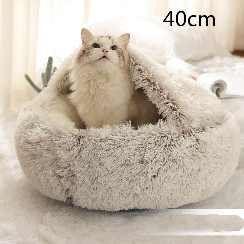 2 In 1 Round Plush Warm Bed