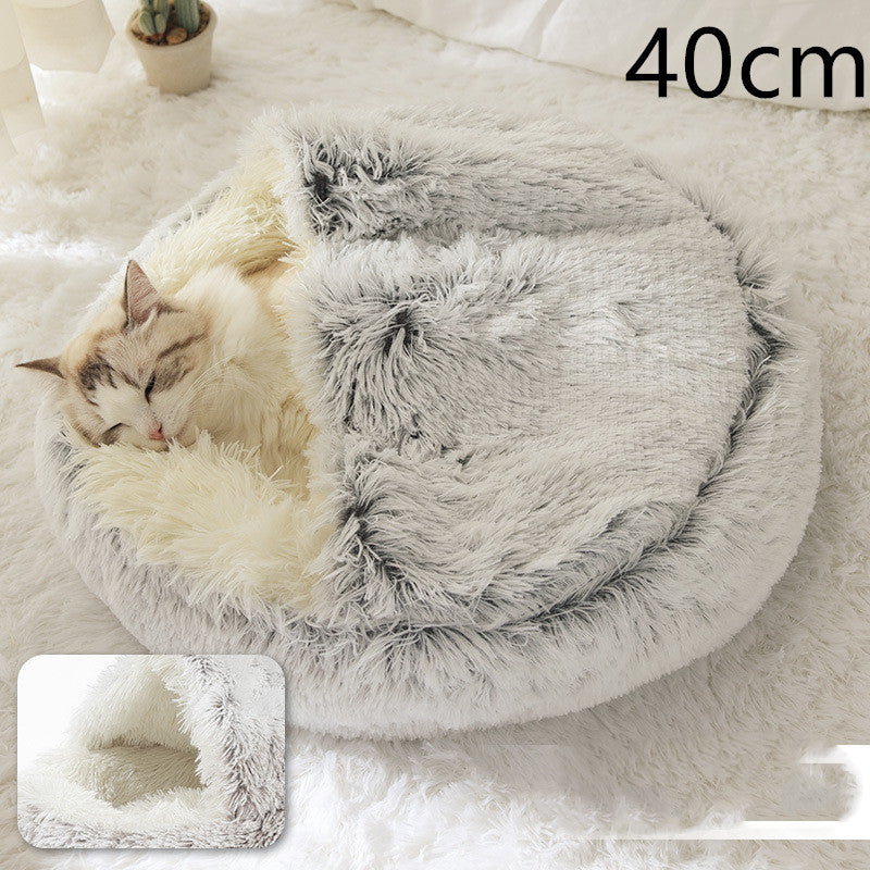 2 In 1 Round Plush Warm Bed