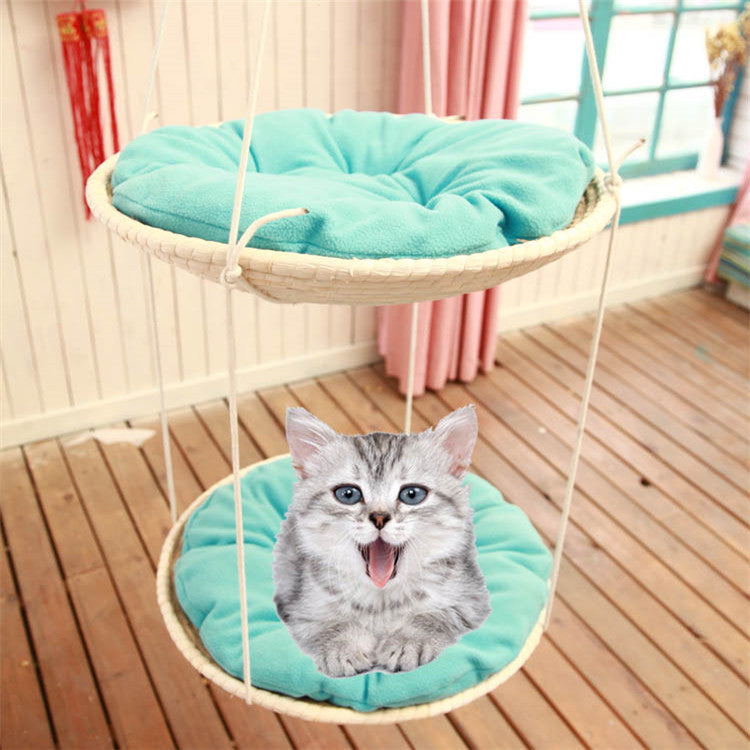Straw hammock cat climbing frame nest