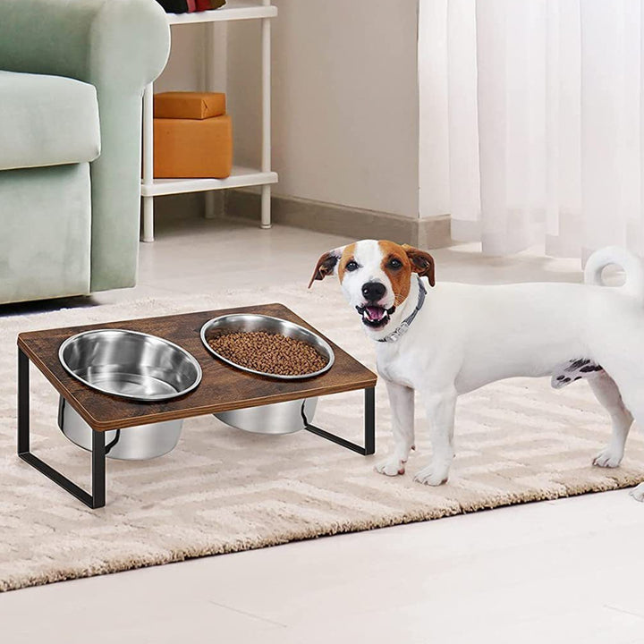 Log Pet Feeding Iron Bowl Rack