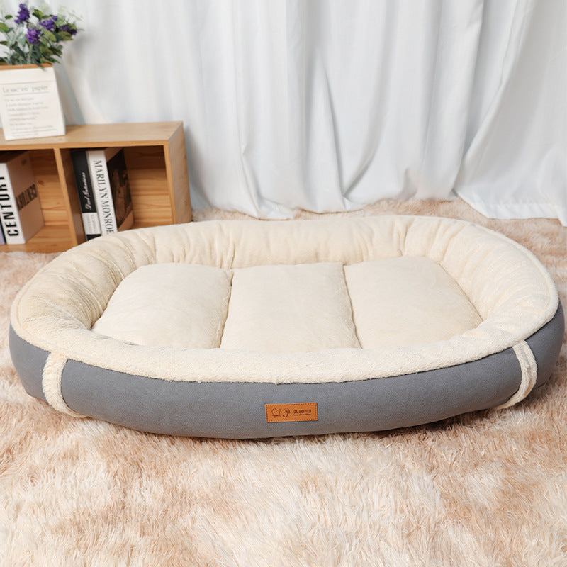 Linen Round Non-slip Pet Bed