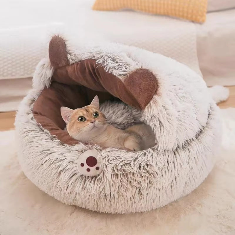 Winter Long Plush Pet Round Bed