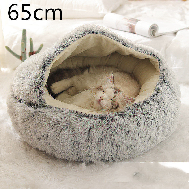 2 In 1 Round Plush Warm Bed