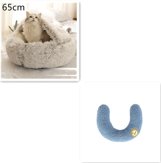 2 In 1 Round Plush Warm Bed
