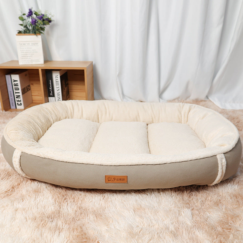 Linen Round Non-slip Pet Bed