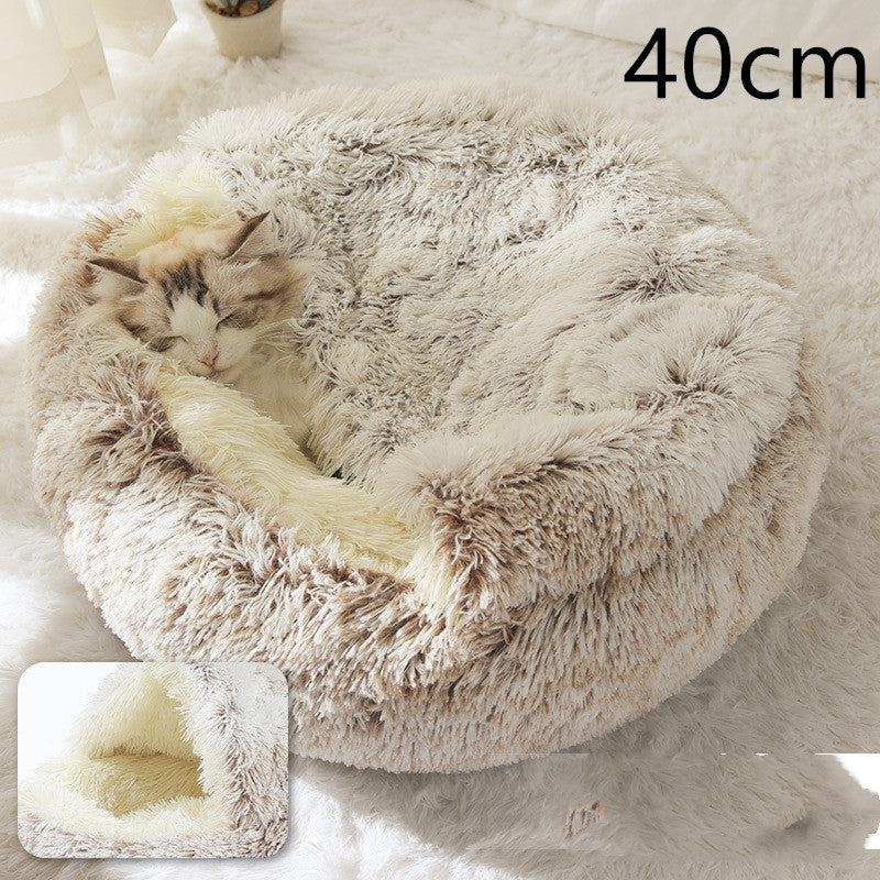 2 In 1 Round Plush Warm Bed