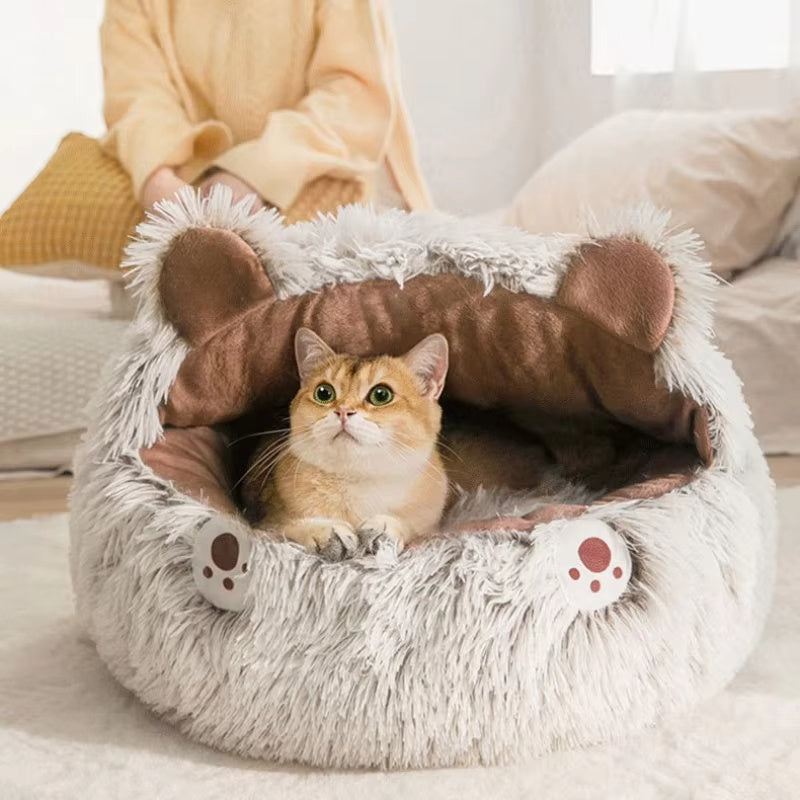 Winter Long Plush Pet Round Bed