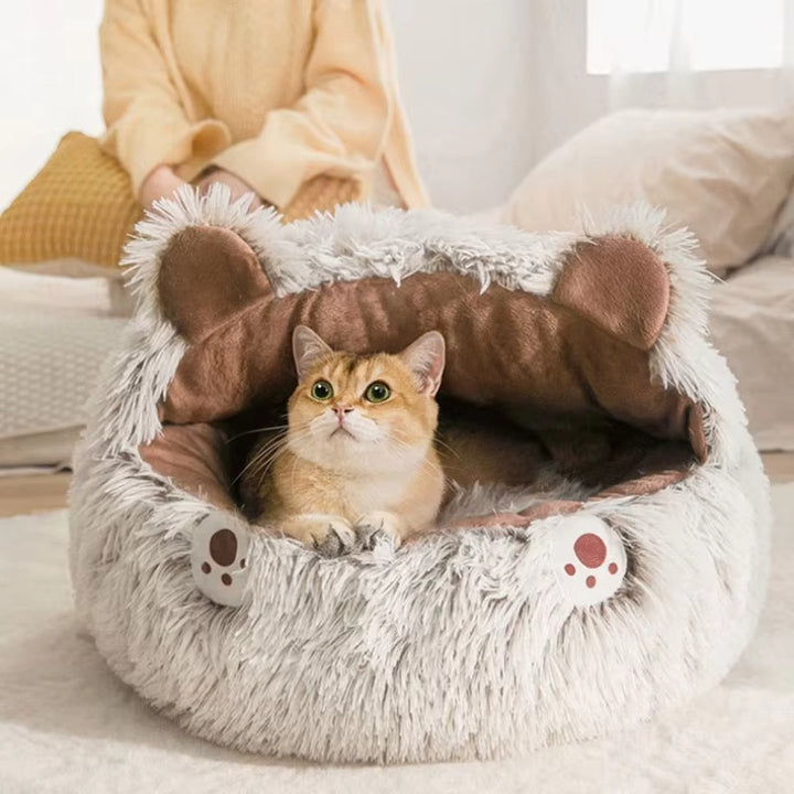 Winter Long Plush Pet Round Bed