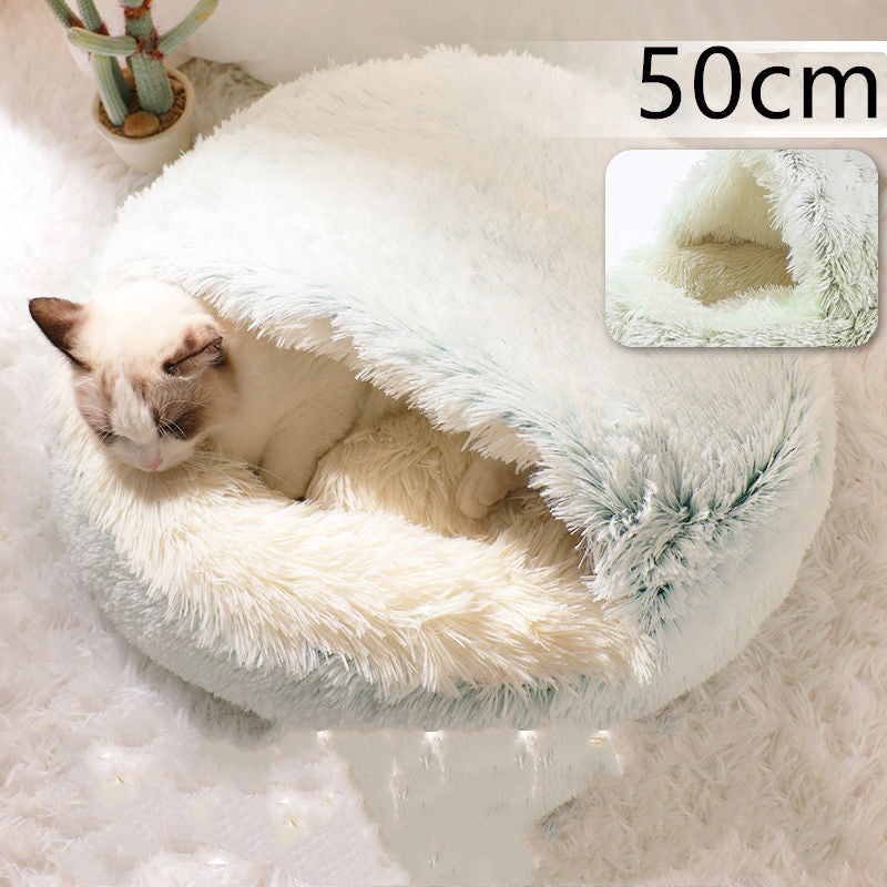 2 In 1 Round Plush Warm Bed