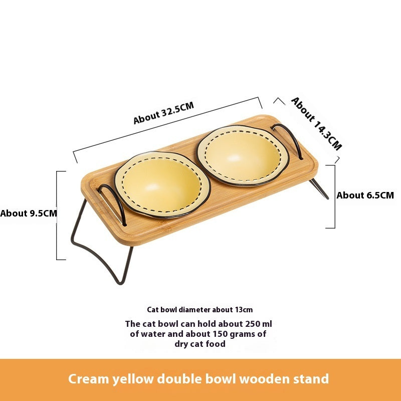 Pet Wooden Rack Multi-functional Bowl