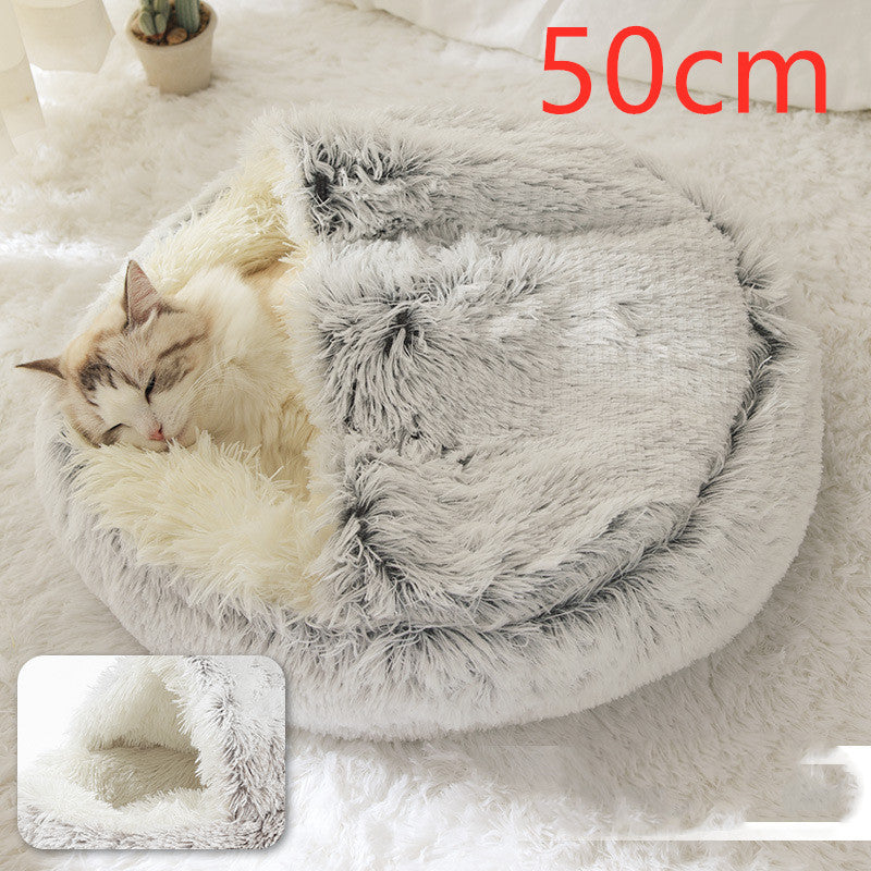 2 In 1 Round Plush Warm Bed