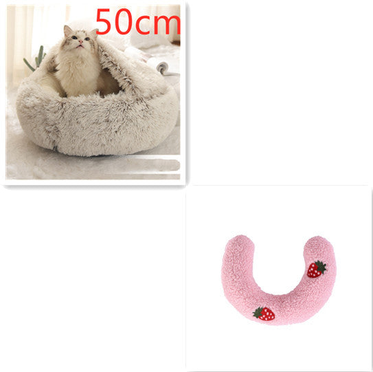 2 In 1 Round Plush Warm Bed