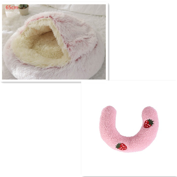 2 In 1 Round Plush Warm Bed