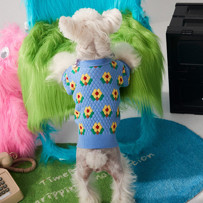 Pet Small Flower Dog Sweater Cardigan