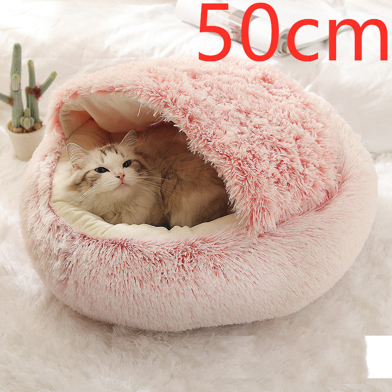 2 In 1 Round Plush Warm Bed