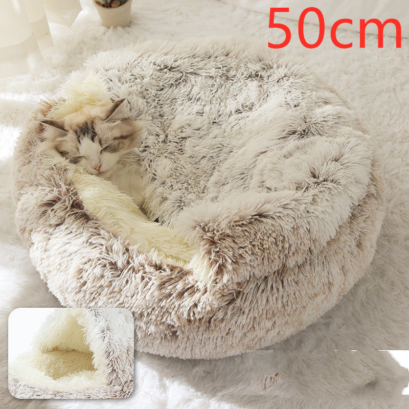 2 In 1 Round Plush Warm Bed