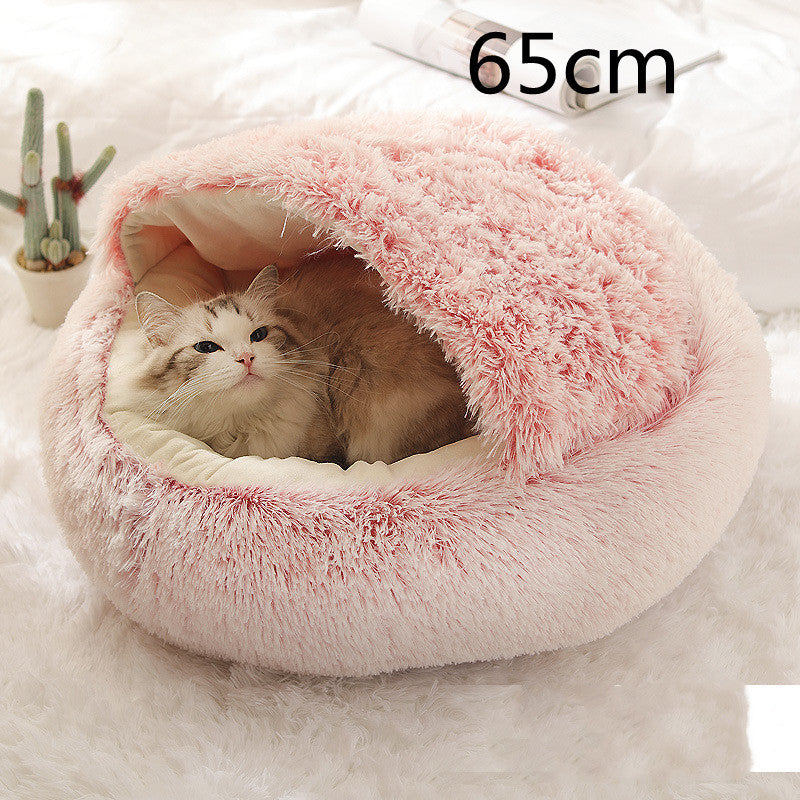 2 In 1 Round Plush Warm Bed