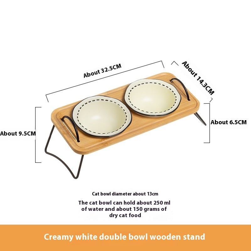 Pet Wooden Rack Multi-functional Bowl