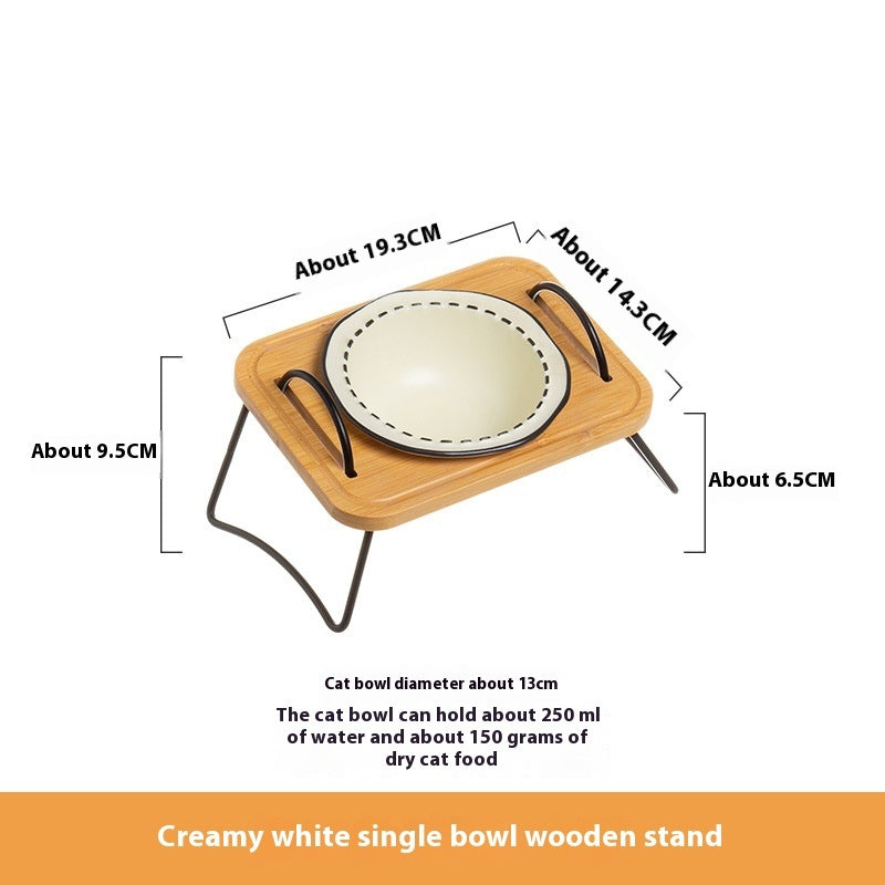 Pet Wooden Rack Multi-functional Bowl