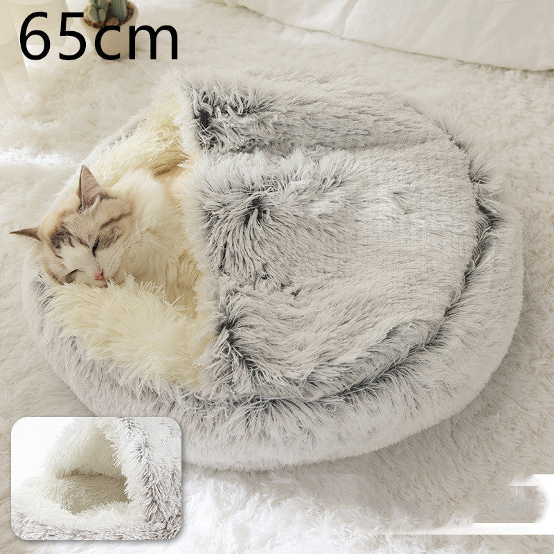 2 In 1 Round Plush Warm Bed
