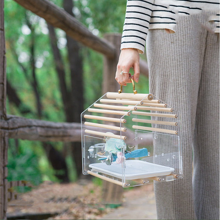 Full Transparent Bird Log Acrylic Cage