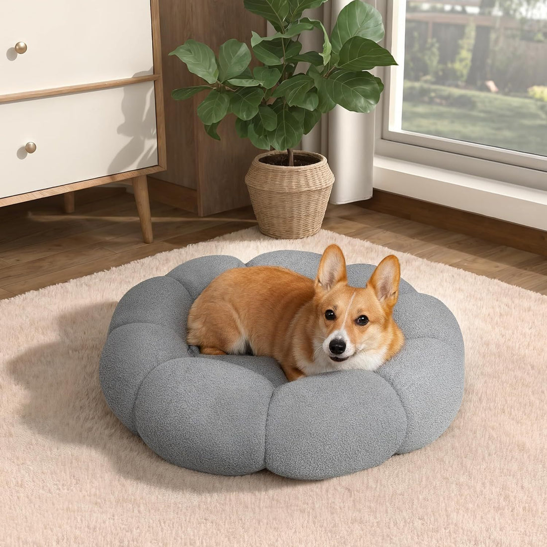 Calming Fluffy Flower Pet Bed