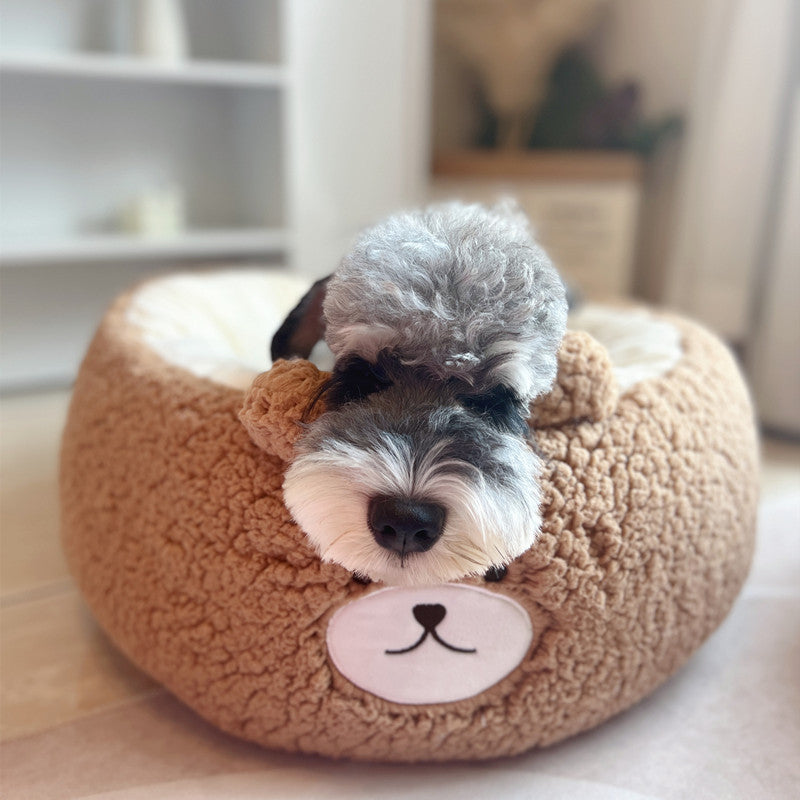 Universal Winter Plush Pet Cushion Round Bed