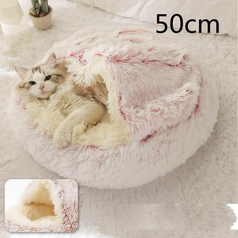 2 In 1 Round Plush Warm Bed