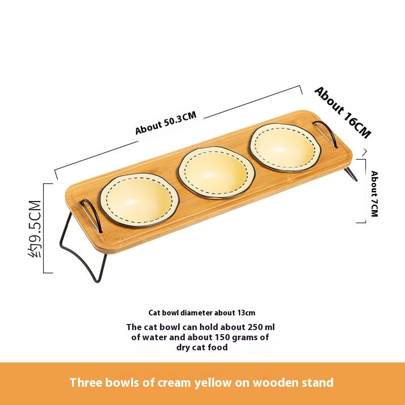 Pet Wooden Rack Multi-functional Bowl