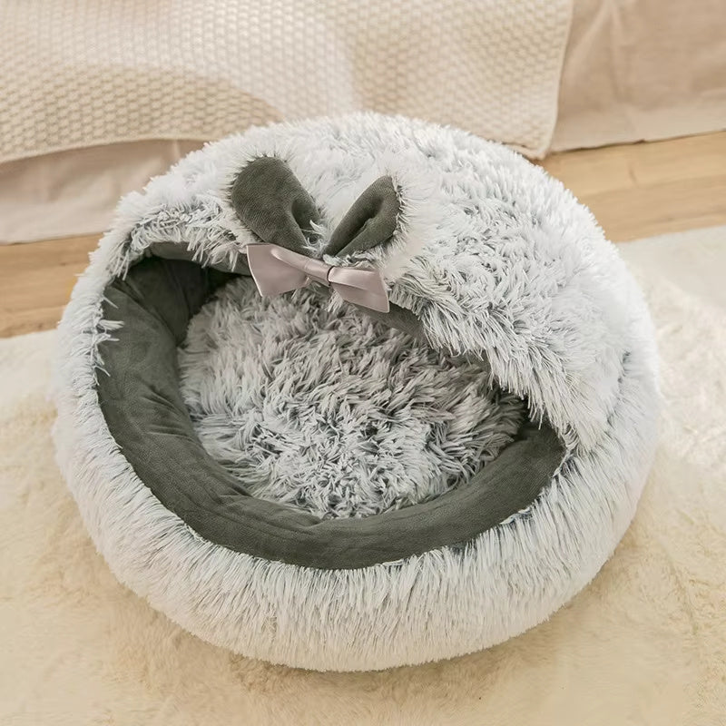 Winter Long Plush Pet Round Bed