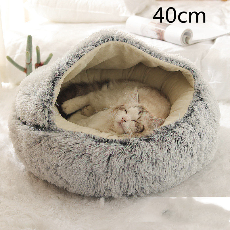 2 In 1 Round Plush Warm Bed