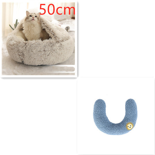 2 In 1 Round Plush Warm Bed