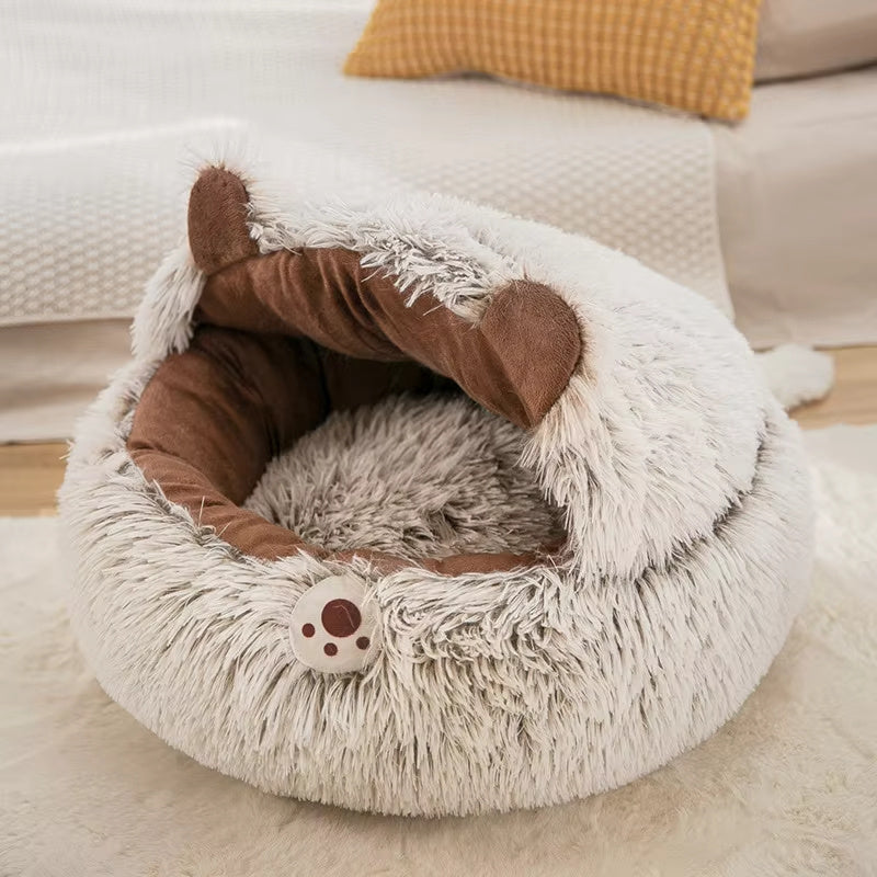 Winter Long Plush Pet Round Bed