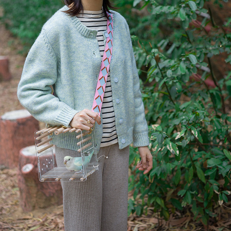 Full Transparent Bird Log Acrylic Cage