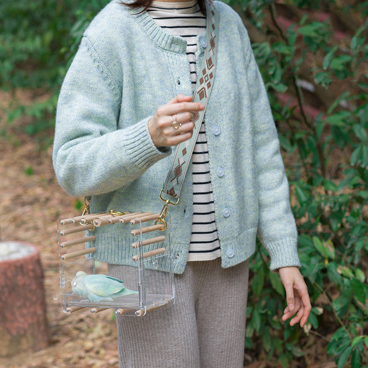 Full Transparent Bird Log Acrylic Cage