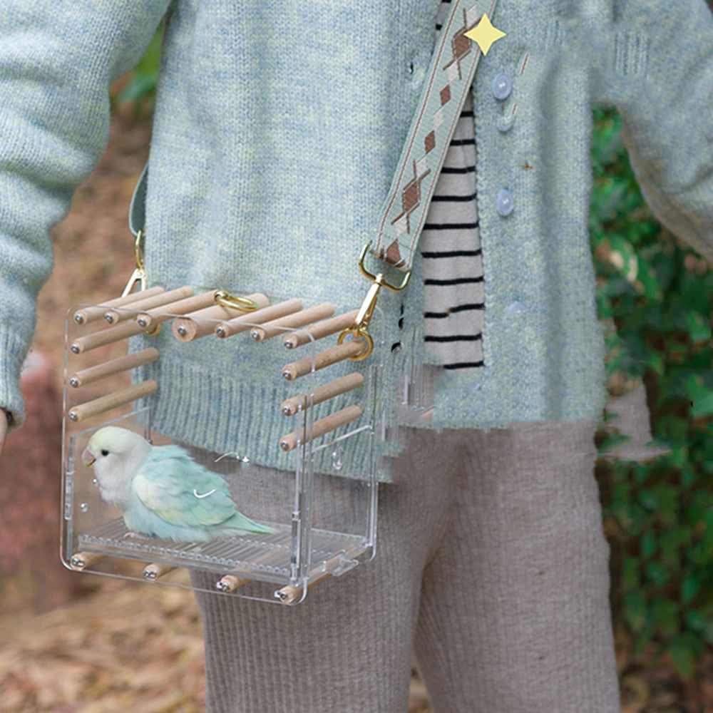 Full Transparent Bird Log Acrylic Cage