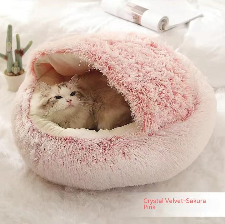 2 In 1 Round Plush Warm Bed