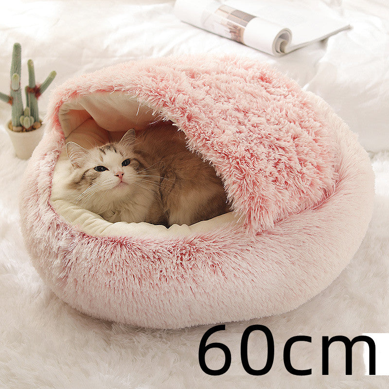 2 In 1 Round Plush Warm Bed