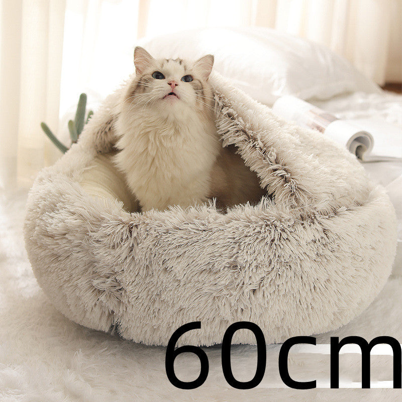 2 In 1 Round Plush Warm Bed