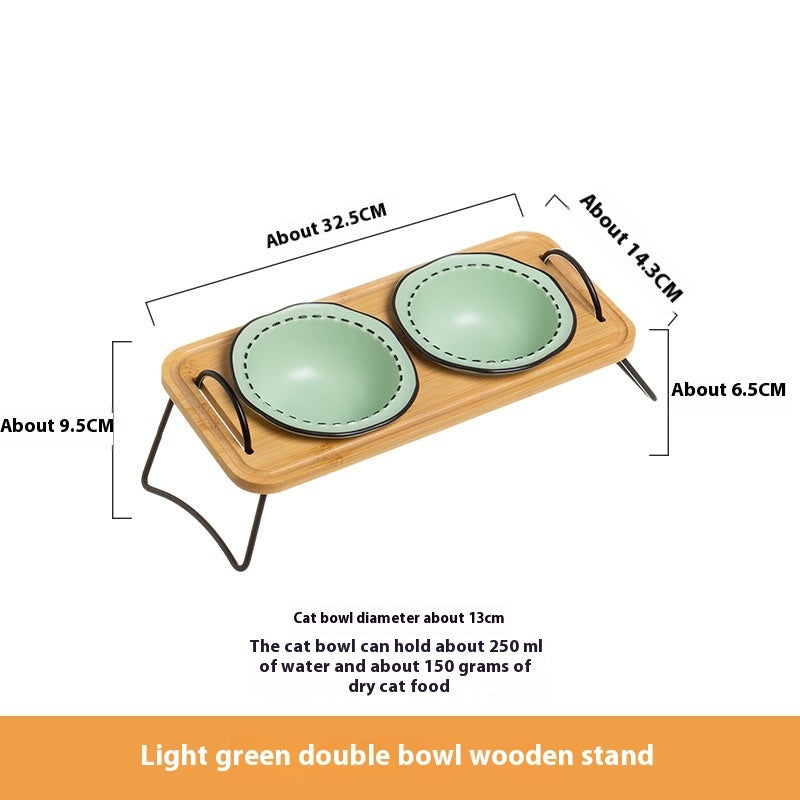 Pet Wooden Rack Multi-functional Bowl