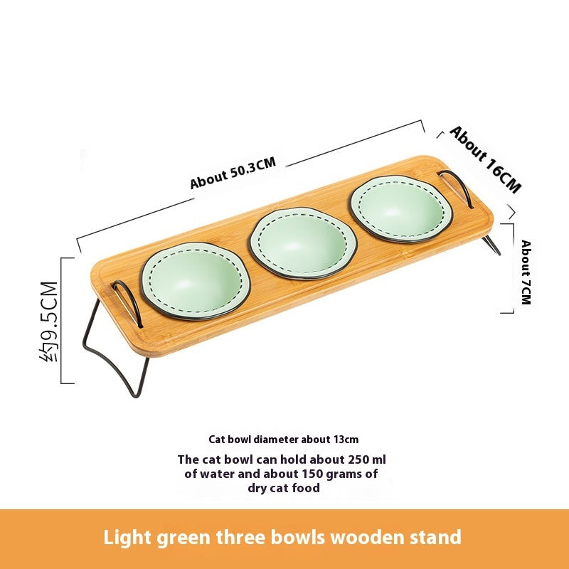 Pet Wooden Rack Multi-functional Bowl