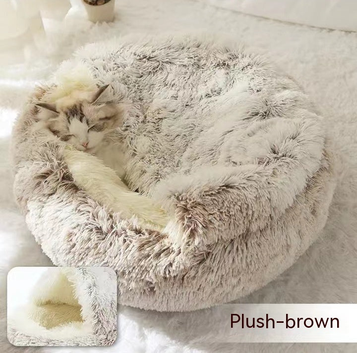 2 In 1 Round Plush Warm Bed