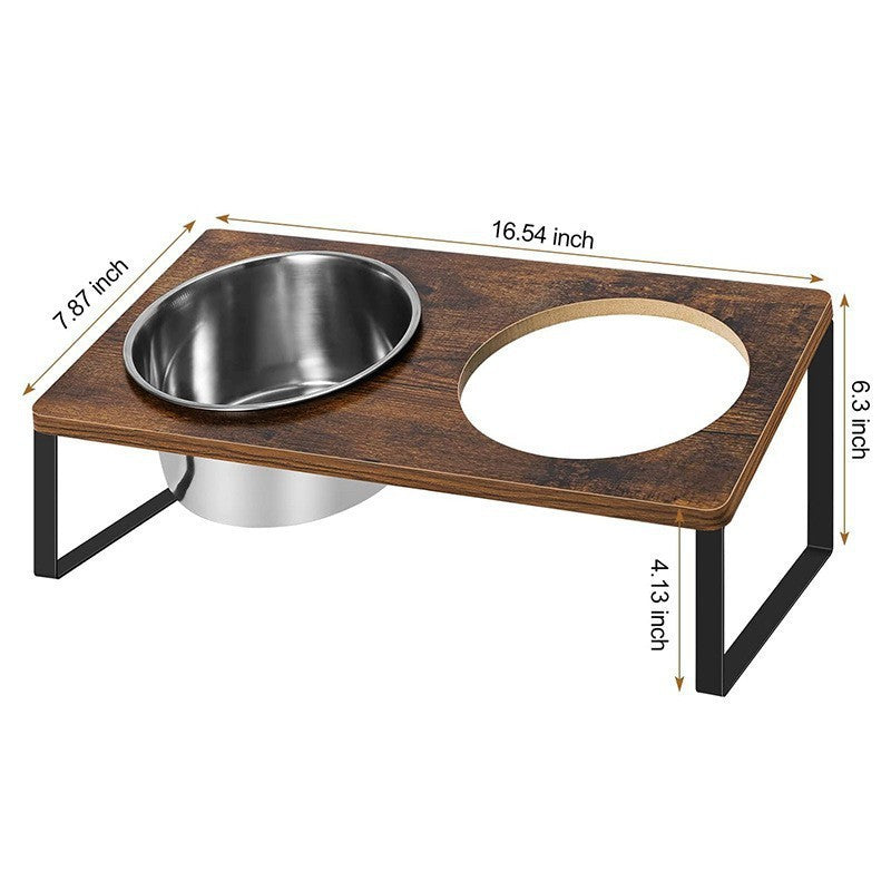 Log Pet Feeding Iron Bowl Rack